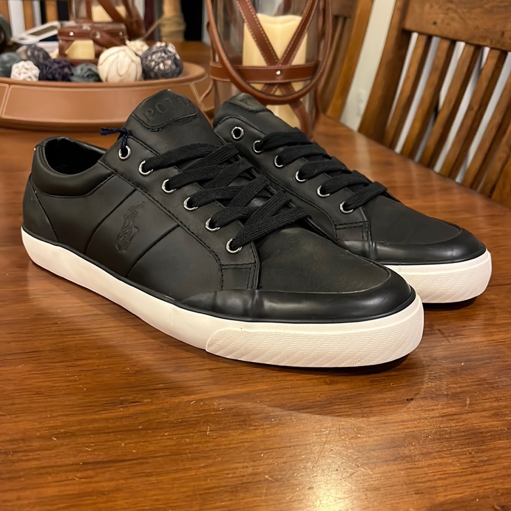 Polo Ralph Lauren Ian Boat Deck Shoes Sneakers new Black Leather Mens Size 12